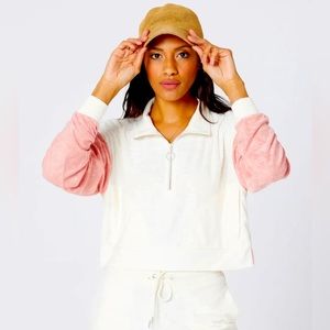 L*Space pink and cream terry Best Life pullover jacket